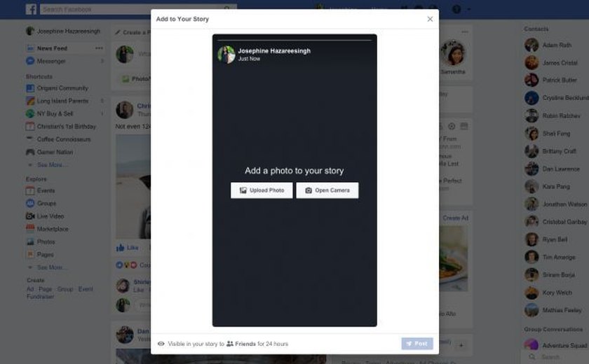 Facebook inicia testes para envio de stories através do desktop