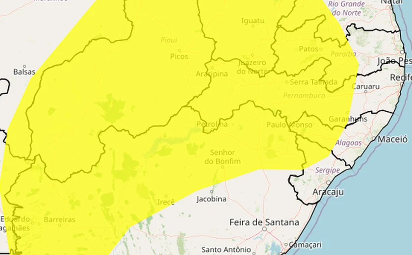 Inmet alerta para baixa umidade em 35 municípios de Alagoas neste domingo