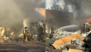 Incêndio atinge ferro-velho em Arapiraca; Corpo de Bombeiros mobiliza 10 militares