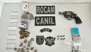 PM/AL combate tráfico e apreende drogas e arma em três cidades do interior
