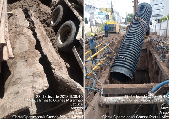 Mais de 18 metros de coletor de esgoto danificado são substituídos na Jatiúca