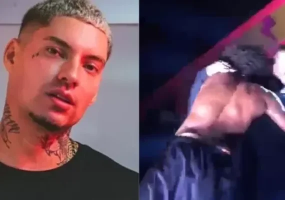Após invasão em show, Filipe Ret empurra e chuta fã para fora do palco; assista o vídeo