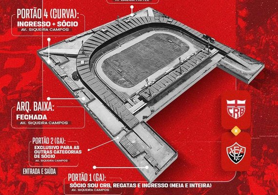 CRB inicia nesta quarta-feira (25) venda de ingressos para jogo contra o Vitória