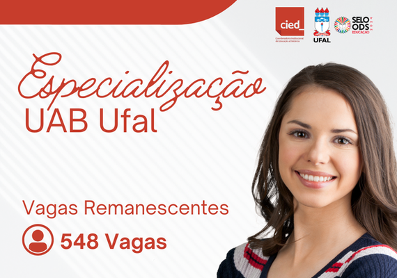 Ufal abre inscrições para mais de 500 vagas em cursos de especialização a distância
