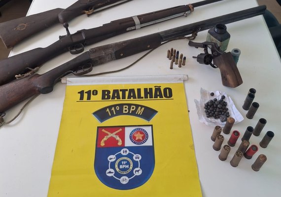 Homem é preso pela Polícia Militar com armas e munições na zona rural de Piaçabuçu