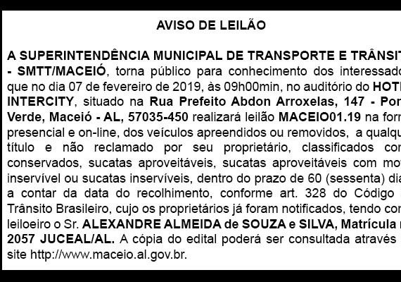 AVISO DE LEILÃO