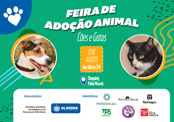 Governo de Alagoas promove Feira de Adoção de Cães e Gatos neste sábado