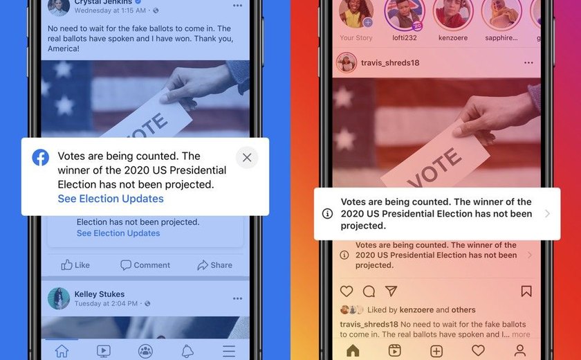 EUA: Facebook e Twitter terão alerta em posts que declarem vitória antecipada em eleições