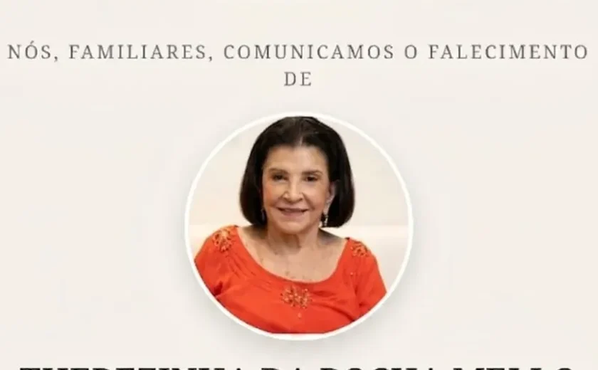 Mãe do ex-senador Euclydes Mello morre aos 99 anos em Maceió